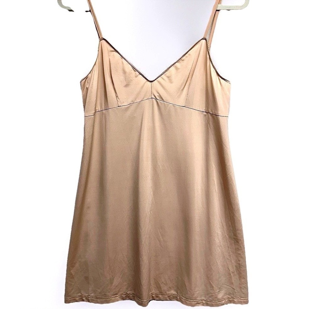 Zimmermann Slip Dress size 3 /10 Tan‎ Beige Adjustable Strap V-Neck Picot Trim